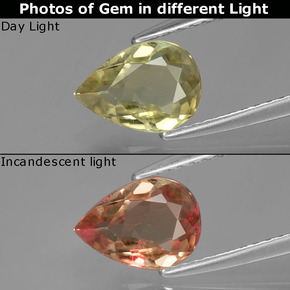 Diasporo cangiante naturale  da 1,02 ct, taglio a pera, VVS-VS
