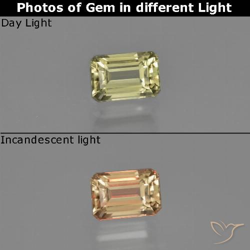 1.21ct Naturale Giallo chiaro Diaspro cangiante, Taglio smeraldo, VVS-VS