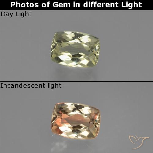 1.14ct Naturale Giallo chiaro Diaspro cangiante, Cuscino, VVS-VS