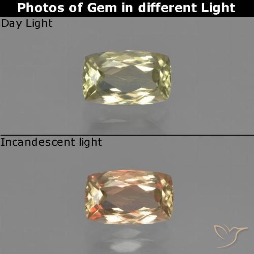 1.16ct Naturale Giallo chiaro Diaspro cangiante, Cuscino, VVS-VS