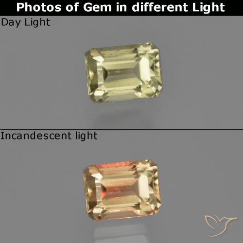 1.04ct Naturale Giallo medio Diaspro cangiante, Taglio smeraldo, VS