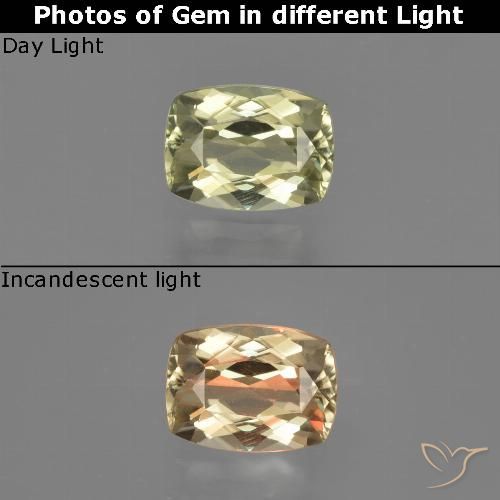 1.04ct Naturale Giallo molto chiaro Diaspro cangiante, Cuscino, VVS-VS