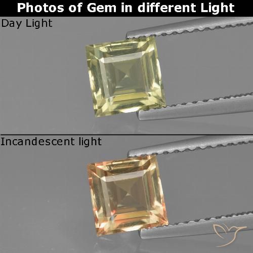 1.01ct Naturale Giallo pallido Diaspro cangiante, Quadrato, VVS-VS