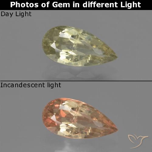 1.36ct Naturale Giallo brunastro Diaspro cangiante, Forma a pera, VS-SI