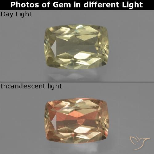 1.18ct Naturale Giallo chiaro Diaspro cangiante, Cuscino, VS