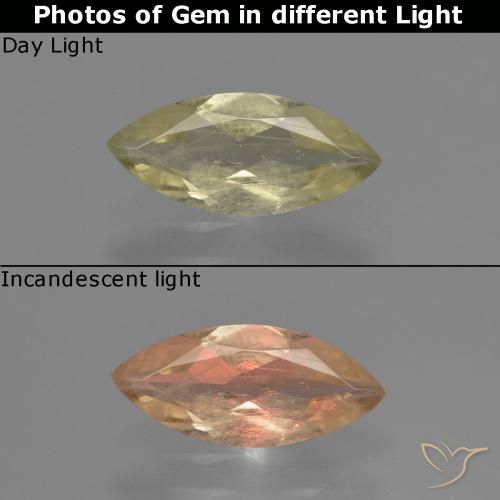 1.02ct Naturale Giallo chiaro Diaspro cangiante, Taglio marquise, VS