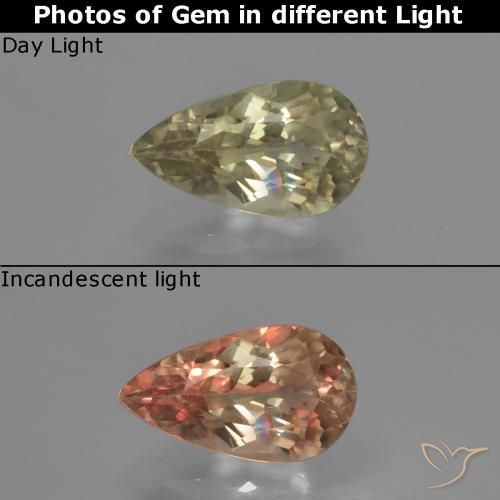 Diaspro cangiante Giallo chiaro naturale da 1.35 ct, Forma a pera, VS-SI