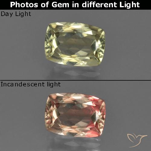 1.08ct Naturale Giallo pallido Diaspro cangiante, Cuscino, VS