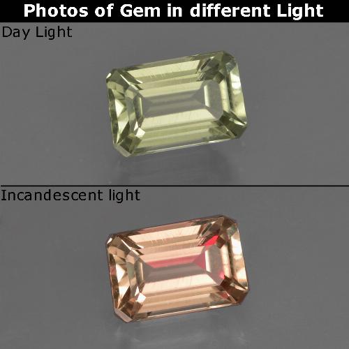 Diasporo cangiante naturale giallo da 0,97 ct, taglio smeraldo, VVS-VS
