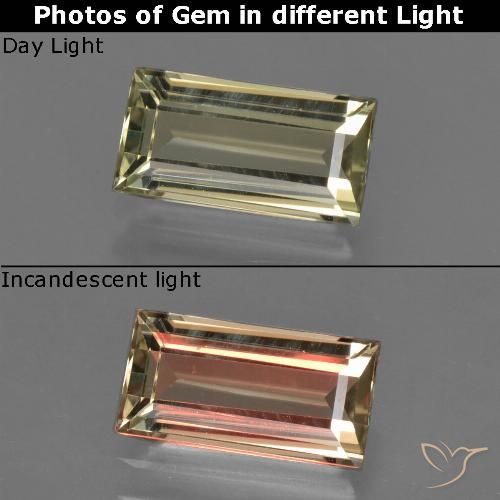 1.42ct Naturale Giallo brunastro Diaspro cangiante, Taglio a baguette, VVS