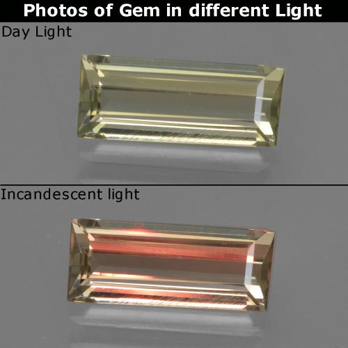 Diasporo cangiante naturale giallo da 1,43 ct, baguette, VVS-VS
