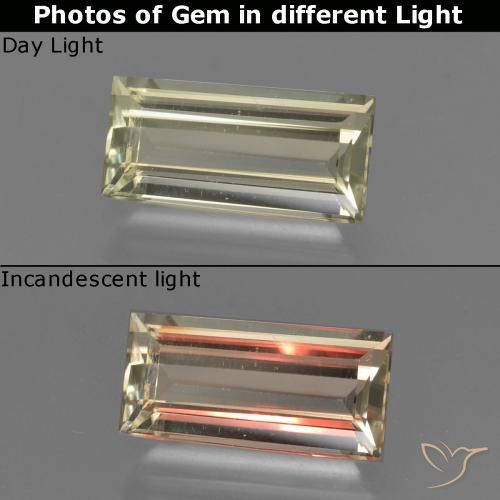 1.37ct Naturale Giallo brunastro Diaspro cangiante, Taglio a baguette, VVS-VS
