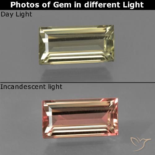 1.33ct Naturale Giallo brunastro Diaspro cangiante, Taglio a baguette, VVS