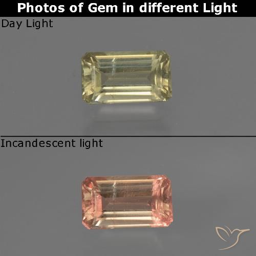 0.68ct Naturale Giallo caldo Diaspro cangiante, Taglio smeraldo, VS-SI