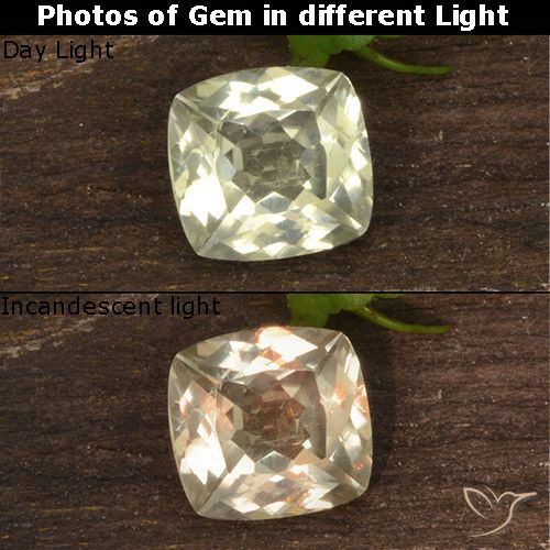 0.76ct Naturale Giallo molto chiaro Diaspro cangiante, Cuscino, VS