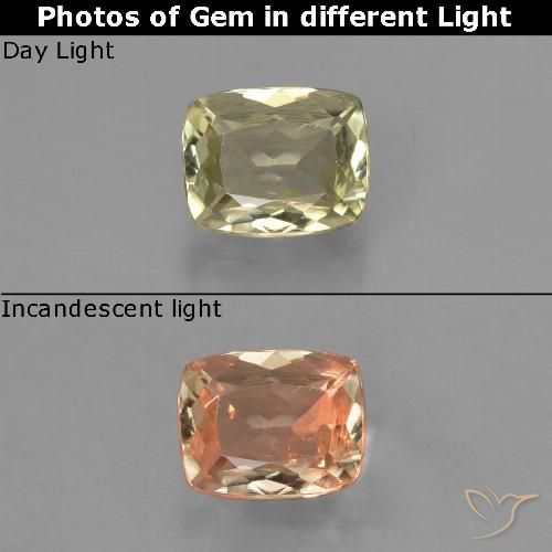 0.75ct Naturale Giallo molto chiaro Diaspro cangiante, Cuscino, VS
