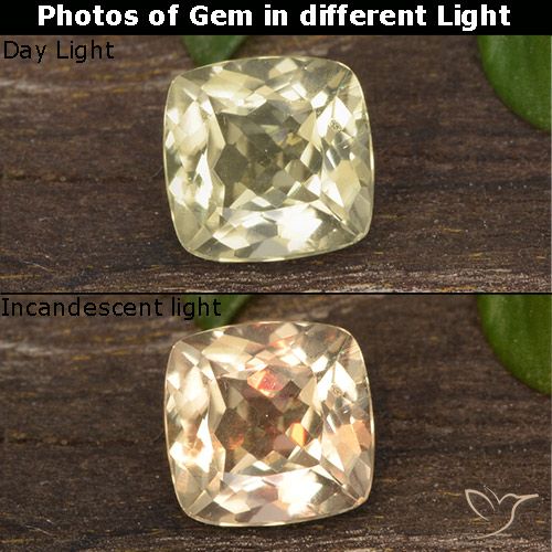 0.70ct Naturale Giallo pallido Diaspro cangiante, Cuscino, VS