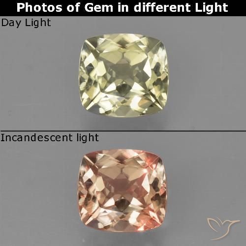 Diaspro cangiante Giallo molto chiaro naturale da 0.89 ct, Taglio a cuscino, VVS-VS