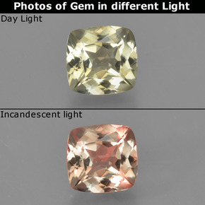 Diasporo cangiante naturale giallo da 0,77 ct, taglio a cuscino, VVS-VS