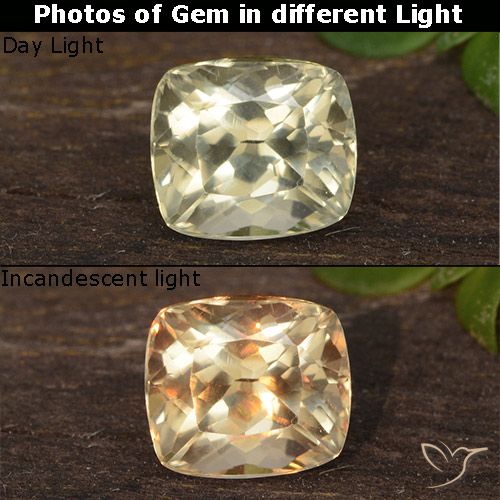 Diaspro cangiante Giallo pallido naturale da 0.66 ct, Cuscino, VVS-VS