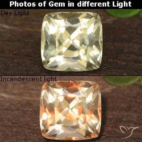 0.87ct Naturale Giallo chiaro Diaspro cangiante, Cuscino, VVS-VS
