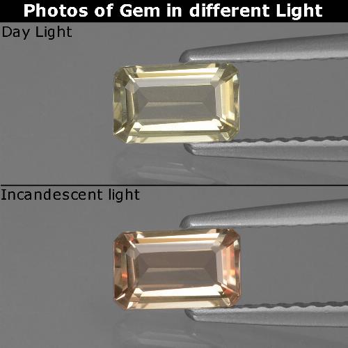 Diaspro cangiante Giallo molto chiaro naturale da 0.59 ct, Taglio smeraldo, VVS-VS