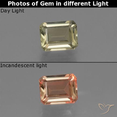 1.00ct Naturale Giallo dorato molto chiaro Diaspro cangiante, Taglio smeraldo, VVS-VS