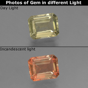 Diasporo cangiante naturale cangiante da 1,17 ct, taglio smeraldo, VS