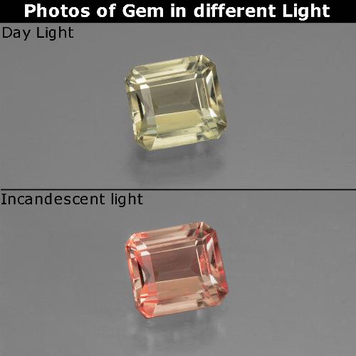 Diasporo cangiante naturale giallo da 0,74 ct, taglio smeraldo, VVS-VS