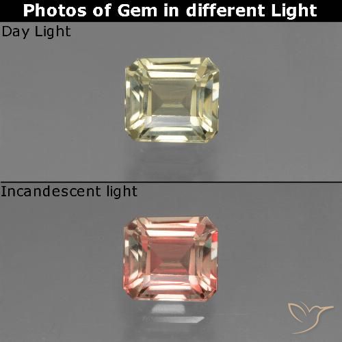 Diaspro cangiante Giallo dorato chiaro naturale da 0.85 ct, Taglio smeraldo, VVS-VS