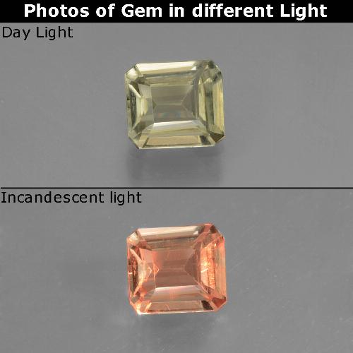 Diaspro cangiante Giallo Beige naturale da 0.74 ct, Taglio smeraldo, VVS-VS