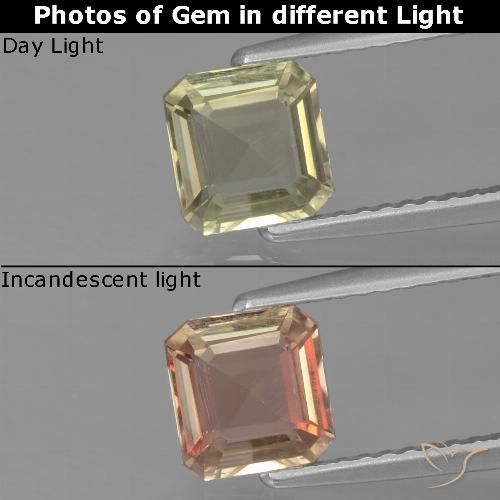 1.04ct Naturale Giallo molto pallido Diaspro cangiante, Taglio smeraldo, VVS-VS
