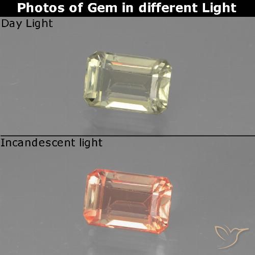 0.98ct Naturale Giallo molto pallido Diaspro cangiante, Taglio smeraldo, VVS-VS