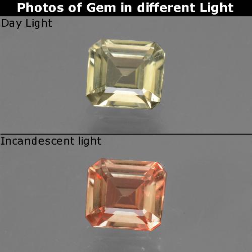 Diaspro cangiante Giallo molto chiaro naturale da 0.72 ct, Taglio smeraldo, VVS-VS