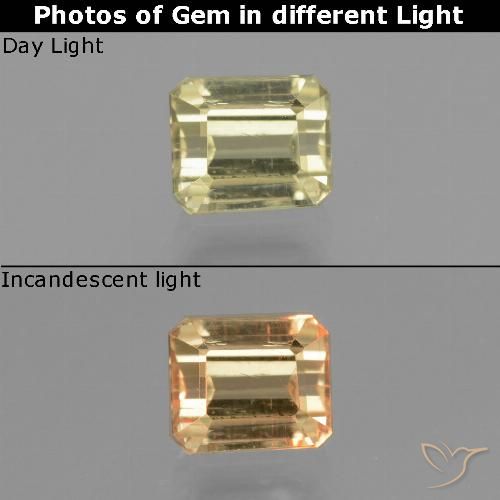 1.09ct Naturale Giallo chiaro Diaspro cangiante, Taglio smeraldo, VS