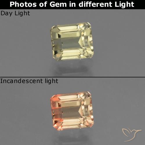 1.07ct Naturale Giallo molto chiaro Diaspro cangiante, Taglio smeraldo, VS