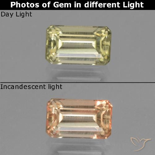 1.20ct Naturale Giallo chiaro Diaspro cangiante, Taglio smeraldo, VS