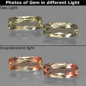Diasporo cangiante naturale giallo da 2,61 ct, taglio a cuscino, VVS