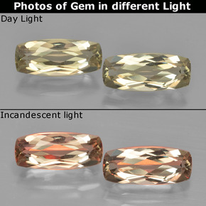 Diasporo cangiante naturale giallo da 3,01 ct, taglio a cuscino, VVS-VS