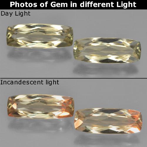 Diasporo cangiante naturale giallo da 2,78 ct, taglio a cuscino, VVS