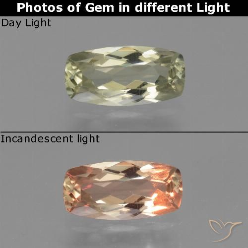 1.08ct Naturale Giallo molto chiaro Diaspro cangiante, Cuscino, VVS