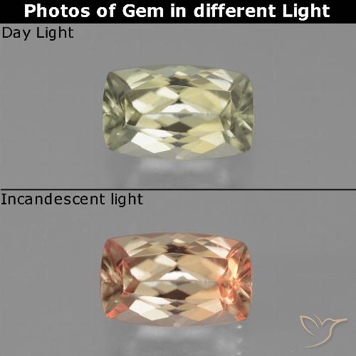 1.27ct Naturale Giallo molto chiaro Diaspro cangiante, Cuscino, VVS-VS