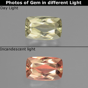 Diasporo cangiante naturale cangiante da 1,43 ct, taglio a cuscino, VVS