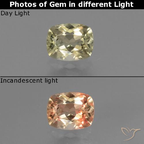 0.72ct Naturale Giallo molto chiaro Diaspro cangiante, Cuscino, VS
