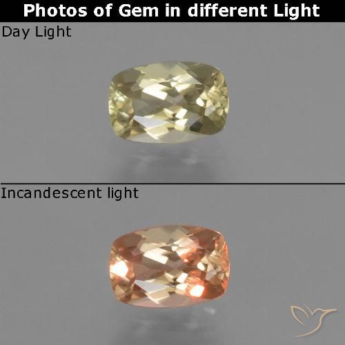 0.68ct Naturale Giallo molto chiaro Diaspro cangiante, Cuscino, VS