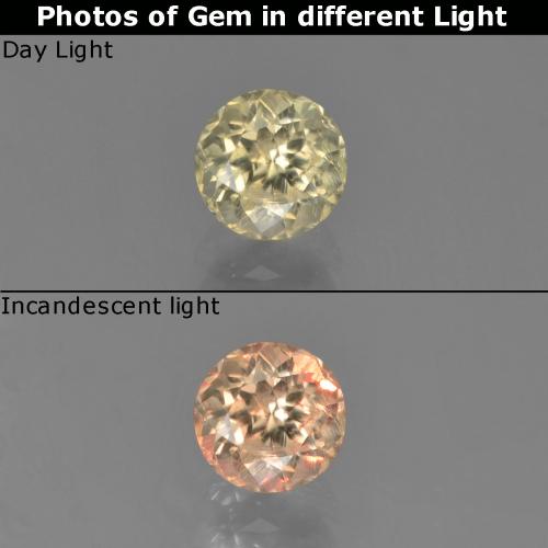 Diaspro cangiante Giallo molto chiaro naturale da 0.68 ct, Taglio rotondo, VS