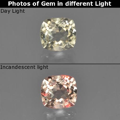 Diaspro cangiante Giallo dorato molto chiaro naturale da 0.77 ct, Taglio a cuscino, VVS