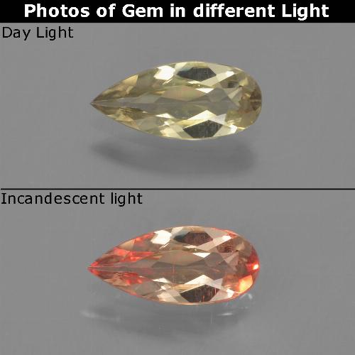 Diasporo cangiante naturale giallo da 0,61 ct, taglio a pera, VVS-VS