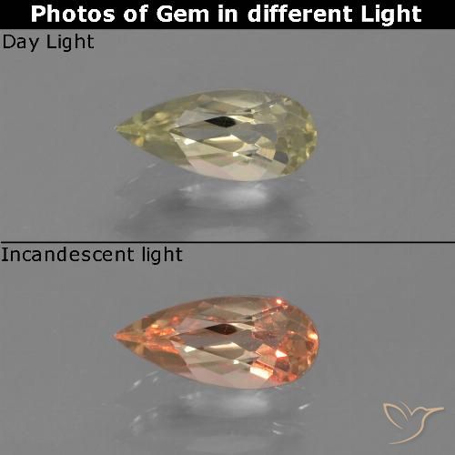 0.61ct Naturale Giallo dorato chiaro Diaspro cangiante, Forma a pera, VVS-VS