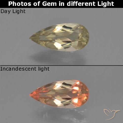 0.74ct Naturale Giallo caldo Diaspro cangiante, Forma a pera, VS